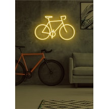 Bisiklet Figürlü Neon Tabela Sarı