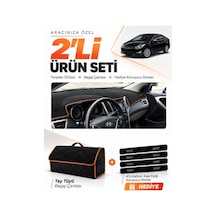 Hyundai İ40 2011-2017 Uyumlu Torpido Örtüsü + Tay Tüyü Bagaj Çantası + Sticker - Siyah Kahverengi