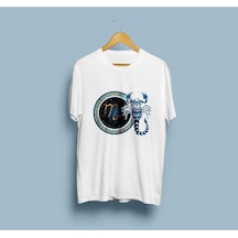 Oversize Akrep Baskılı Tasarım T-shirt Beyaz