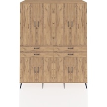 Kronos Gardrop 8 Raflı 4 Çekmeceli 8 Kapaklı 176x59x221 Çam-çam Çam