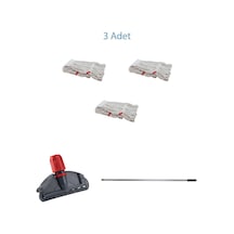 Sska Dar Yedek Islak Mop Takımı Islak Mop Beyaz 350 G 3'lü 17 CM  + Metal Sap + Mop Tutucu