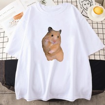Startmore Beyaz Hamster Meme Kawaii Karikatür Grafik Baskılı Yaz Li L Beyaz
