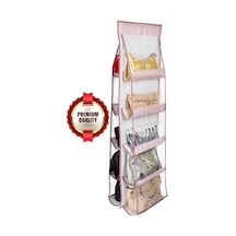 Lüx 10'lu Askılı Çanta Dolap İçi Düzenleyici Organizer Pembe 35x125 Kumaş Pembe Tr Diğer