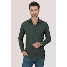 Koyu Yeşil Oduncu Slimfit Erkek Gömlek Yeşil
