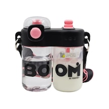 Moda Bölmeli Plastik Yaratıcı Çift Pipetli Bardak Xuxsjj Beyaz - Siyah