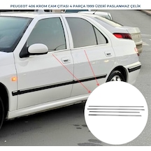 Ebal Otomotiv Peugeot 406 Krom Cam Çıtası 4 prç. 1999 Üzeri P. Çelik