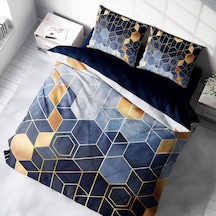 Monohome Arty Blue 3D Pamuk Saten Çift Kişilik Nevresim Takımı Mavi