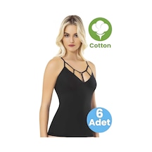 Tezzgelsin Kadın 6'lı Ip Askılı Modelli Atlet Siyah