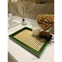 Rattan Hazeran Dikdörtgen Tepsi Yaprak Yeşili Renk %100 Doğal Hazeran M041
