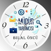 Kişiye Özel Müdür Yardımcısı Çap 30cm Sessiz Akar Bombeli Gerçek Cam Duvar Saati Çok Renkli