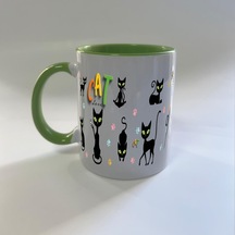 Cat Love Baskılı Yeşil Mega Kupa