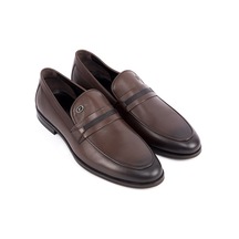 Kahverengi Deri Erkek Klasik Ayakkabı-kahverengi