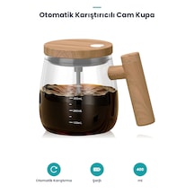 Otomatik Karıştırıcılı Kupa Bardak - Cam - Şarjlı Cam - Şeffaf