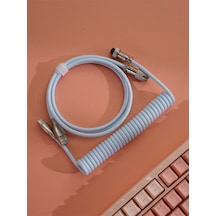 Mekanik Klavyeler İle Uyumlu Coiled Cable- Örgülü Sarmal Type-c Klavye Kablosu