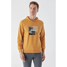 Slimfit Kapşonlu Önü Baskılı 2 İplik Erkek Sweatshirt 001