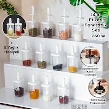 Porsima 1103 14lü Kaydırmalı Kaşıklı Kapaklı Baharatlık Seti Beya Beyaz