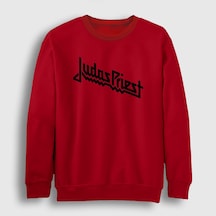 Presmono Unisex Logo Judas Priest Sweatshirt Kırmızı