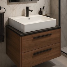 Beyaz Delikli Dikdörtgen Lavabo 50x42 Cm Modern Ve Şık 508 Yeşil