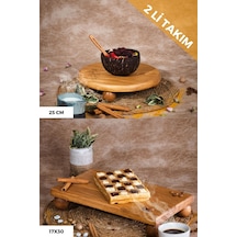 Justwood 2'li Risus Top Ayaklı 25 CM ve 17x30 CM Ahşap Dikdörtgen