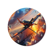 Tek Pervaneli Savaş Uçağı Analog Duvar Saati Çok Renkli