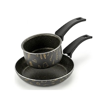 Master 2'li Ekonomik Set: 12 Cm Sosluk & 20 Cm Tava - Mutfak Desenli Gold Mastik Yanmaz Yapışmaz Set Diğer
