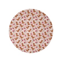 Golden Retriever Desenli Yuvarlak Polar Battaniye, Yumuşak & Hafif, 47 İnç-a2 Golden Retriever Floral