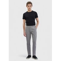 Ramsey Gri Çizgili Dokuma Jogging Fit Casual Pantolon