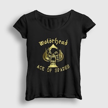 Presmono Kadın Gold Ace Of Spades Motörhead T-shirt Siyah