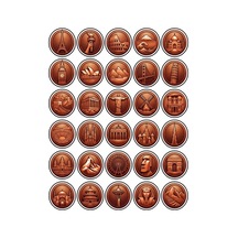 30 Adet Bakır Efektli Seyahat Simgeleri Sticker Seti - Laptop Valiz Ajanda İçin Çok Renkli