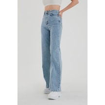 Lavajeans Naomi Açık Mavi Kar Yıkama Süper Yüksek Bel Bol Paça Denim Kot Pantolon Mavi