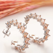 Gümüş Kahverengi Taşlı Damla Çivili Kadın Küpe Gold - Rose Gold