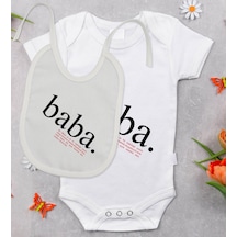 Bitmeyenkartus Bk Kids Baba Anlamı Tasarımlı Bebek Body Zıbın Ve Mama Önlüğü Hed Çok Renkli