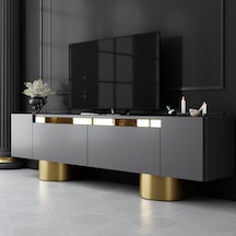 Bohem Gold Demir Ayaklı Antrasit Tv Ünitesi Tv Sehpası Antrasit - Gold