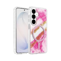 Onegif Samsung Galaxy S26 Lotus Simli Magsafe Kapak - Pembe - Pembe
