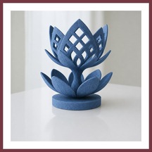 Storeşahin 3d Baskı Lotus Çiçeği Mumluk - Dekoratif Tealight Mumluk-mavi Shn0720