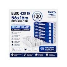 430 Tr Pos Rulosu 56x16 Mm Termal Rulo Kâğıt 10 Paket 100 Adet