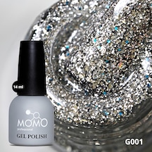 Momo Professional Glitter Kalıcı Oje G001 Yoğun Gümüş Simli 14 Ml