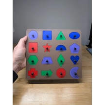 Bezos 3d Baskı İngilizce Etiketli Şekil Tanıma Puzzle Tahtası - 16 Geometrik Şekil, Bilişsel Gelişim Ve Kelime Öğrenme Seti Bzoshb
