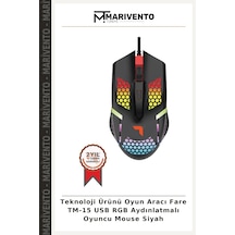 Teknoloji Ürünü Oyun Aracı Fare Tm-15 Usb Rgb Aydınlatmalı Oyuncu Mouse Siyah