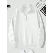 Altamira Unisex Dik Yaka Yarım Fermuarlı Oversize Sweatshirt 001