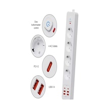 Termal Akım Korumalı 4 Lü Priz 4x Usb 2x Type-c Çıkışlı Grup Priz Çoğaltıcı 3500w 1