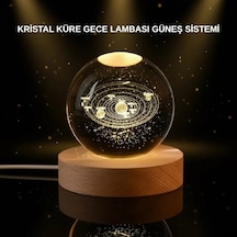 Hubrendy Tekno Led Işıklı Kristal Küre Ahşap Standlı Dekoratif Gezegen Model