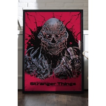 Stranger Things Siyah Ahşap Çerçeveli Poster, Dekoratif Dizi Duvar Tablosu