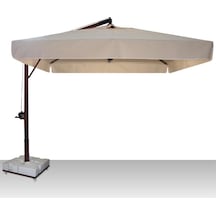 Sun Pole Kare Şemsiye 350x350/8 + 4 Adet Küp Bidonlu Metal Ayaklı Bej