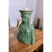 Dekoratif Masa Üstü Karyadit Kızı Hediyeli Mumluk Yeşil