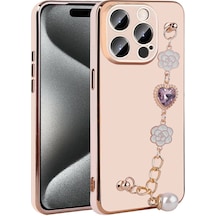 Apple iPhone Uyumlu 15 Pro Max Klfs El Tutamaçlı Kamera Korumalı Klfs Taka Silikon Kılıf-pembe Pembe