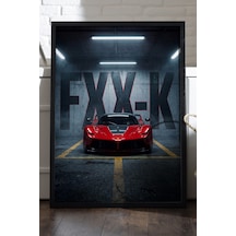 Ferrari Fxx K Siyah Ahşap Çerçeveli Poster, Dekoratif Araba Duvar Tablosu