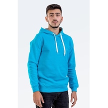 Ünisex Turkuaz Kapşonlu Sweatshırt Turkuaz