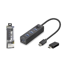 İetop Rj4503 Usb Type-c 3.2 Gen1 Combo Hub Ethernet Gigabit 4 Port Siyah