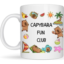 Bezos Capybara Fun Club Yazılı Eğlenceli Tasarım Kupa Model 237 Sevimli Baskılı Seramik Kahve Kupası Bzoshb Çok Renkli